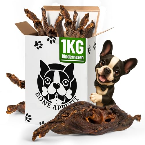 BONE APPETIT Rindernasen für Hunde – 1 kg/ca. 25-35 cm | Getrockneter Kauartikel, Hundesnack, Hundeleckerli, Zahnpflege, 100% Natürlich von BONE APPETIT