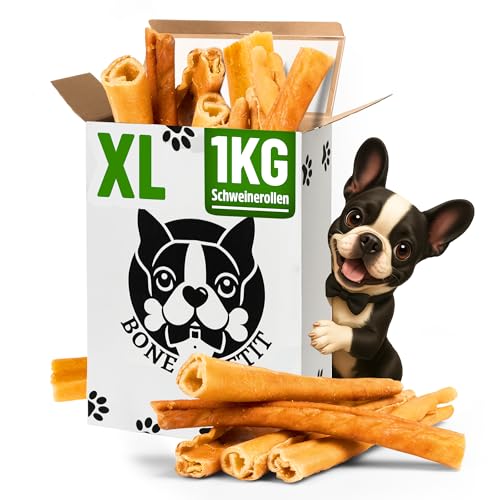 BONE APPETIT Schweinerollen für Hunde XL – 15 Stück (ca. 25 cm) | Getrockneter Kauartikel, Hundeleckerli, Leckerlis für Hunde, 100% Natürlich von BONE APPETIT