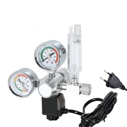 CO2 Regler für Aquarien, CO2 Druckminderer für bepflanztes Aquarium Dual Gauge Display, mit Blasenzähler Rückschlagventilanlage und Magnetventil, DIY CO2 System Schnittstelle W21,8 CO2 Regler für Aquarien, CO2 Druckminderer für bepflanztes Aquarium Dual Gauge Display, mit Blasenzähler Rückschlagventilanlage und Magnetventil, DIY CO2 System Schnittstelle W21,8 von BONJUME