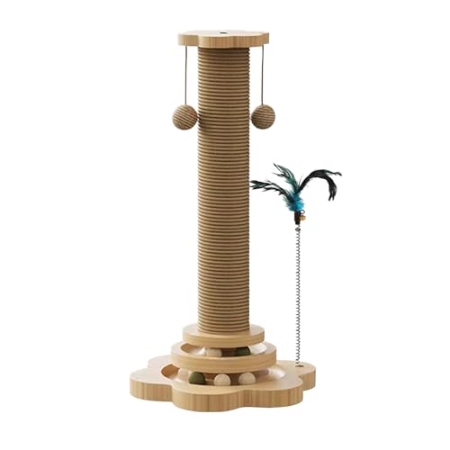 Katzenspielzeug, 4 in 1 Interaktives Katzenspielzeug Hölzernes mit 40cm-hoher Kratzsäule Katze Cat Sisal Seil Feder Hängenden Rasselbällen Kratzbaum Klein Stabil Katzen Kratzmöbel In Innenräumen Katzenspielzeug, 4 in 1 Interaktives Katzenspielzeug Hölzernes mit 40cm-hoher Kratzsäule Katze Cat Sisal Seil Feder Hängenden Rasselbällen Kratzbaum Klein Stabil Katzen Kratzmöbel In Innenräumen von BONJUME