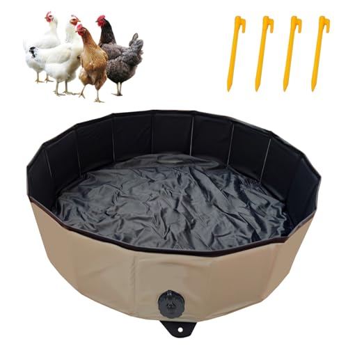 Staubbad für Hühner, 80 * 20cm Wanne Hühnerstaubbad Sandbadewannen mit 4 Nägeln Hühnerstallzubehör PE-Umgebung Faltbarem Design Hühner Legenest Hühnerstall Reinigungsbehälter Staubbad für Hühner, 80 * 20cm Wanne Hühnerstaubbad Sandbadewannen mit 4 Nägeln Hühnerstallzubehör PE-Umgebung Faltbarem Design Hühner Legenest Hühnerstall Reinigungsbehälter von BONJUME