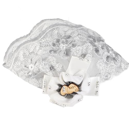 BONKZEBU Haustier-Hochzeitsschleier, Hunde-Blumen-Kopfschmuck, Diamant-Schleife, Schleier-Clip, Haustier-Hundezubehör, Kleine Mittelgroße Hunde, Haustier-Hochzeitsschleier von BONKZEBU