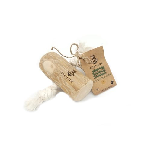 BONTEKOE Kaffeeholz Kauspielzeug für Hunde mit Baumwolle - Kauknochen Hunde-Spielzeug mit Baumwolle - 100% natürliches Hundezubehör risikoarm & langlebig - 1er Pack (XL) von BONTEKOE