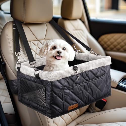 BONTHEE Deluxe-Hunde-Sitzerhöhung mit stabilem Metallrahmen und Sicherheitsleine, für kleine Haustiere bis zu 9 kg von BONTHEE