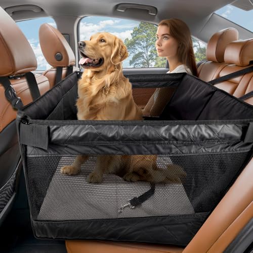 BONTHEE Hunde-Autositz für große und mittelgroße Hunde – wasserdichte Rücksitzverlängerung mit verstärkter harter Unterseite, atmungsaktive Netzfenster, Aufbewahrungstaschen und verstellbare Gurte BONTHEE Hunde-Autositz für große und mittelgroße Hunde – wasserdichte Rücksitzverlängerung mit verstärkter harter Unterseite, atmungsaktive Netzfenster, Aufbewahrungstaschen und verstellbare Gurte von BONTHEE
