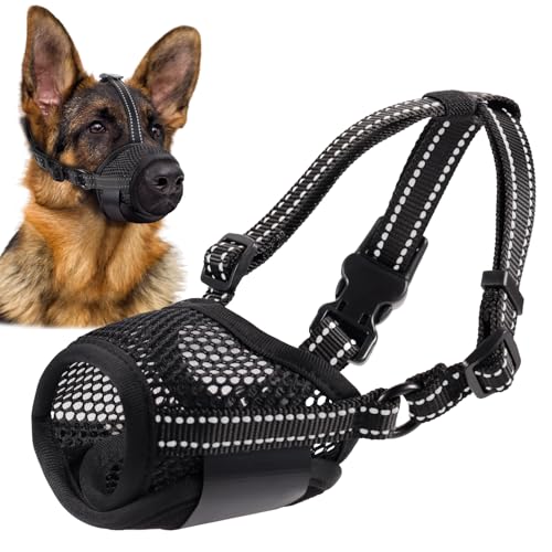 Maulkorb für Hunde, weicher Netzmaulkorb für kleine, mittelgroße und große Hunde, um Beißen, Bellen und Kauen zu verhindern, Haustier-Maulkorb für Deutscher Schäferhund, Husky, Labrador, Retriever, von BONTHEE