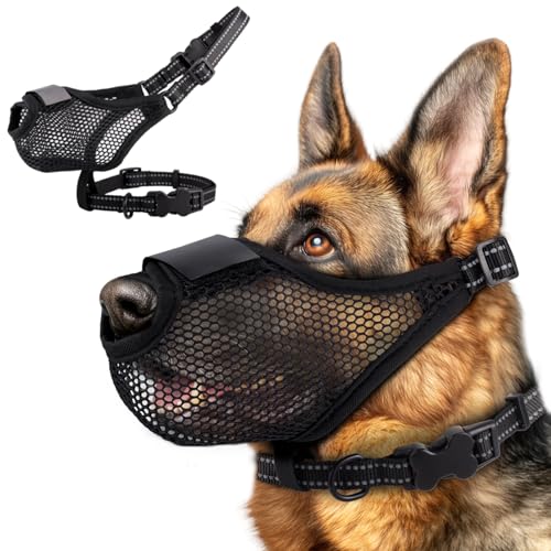 Maulkorb für Hunde, weicher Air-Mesh-Maulkorb für kleine, mittelgroße und große Hunde, atmungsaktiv, weich, reflektierend, verstellbar, Welpen-Maulkörbe mit Halsband, Nasen-Offenbarungs-Design, Maulkorb für Hunde, weicher Air-Mesh-Maulkorb für kleine, mittelgroße und große Hunde, atmungsaktiv, weich, reflektierend, verstellbar, Welpen-Maulkörbe mit Halsband, Nasen-Offenbarungs-Design, von BONTHEE