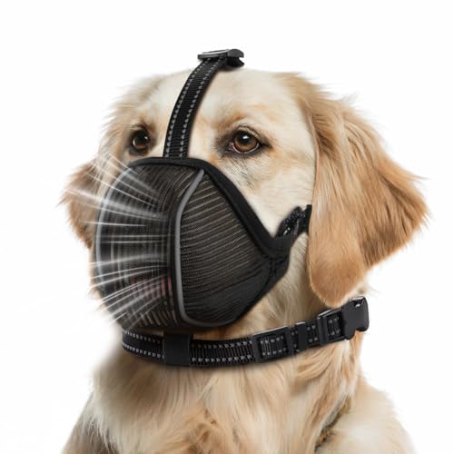 Maulkorb für Hunde, weicher Netzmaulkorb für kleine, mittelgroße und große Hunde, verstellbarer Welpen-Maulkorb mit Halsband verhindert Kauen, Beißen und Schnitzen, ermöglicht Hecheln, Trinken und Maulkorb für Hunde, weicher Netzmaulkorb für kleine, mittelgroße und große Hunde, verstellbarer Welpen-Maulkorb mit Halsband verhindert Kauen, Beißen und Schnitzen, ermöglicht Hecheln, Trinken und von BONTHEE