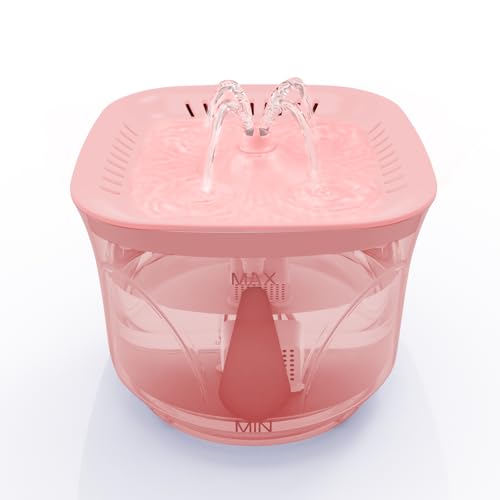 BOODIDI Wasserbrunnen für Katzen, sehr leise, für Katzen und kleine Hunde, Wasserbrunnen für den Innenbereich, 2,4 l/2,5 qt Kapazität, mit Ersatzfiltern, Rosa BOODIDI Wasserbrunnen für Katzen, sehr leise, für Katzen und kleine Hunde, Wasserbrunnen für den Innenbereich, 2,4 l/2,5 qt Kapazität, mit Ersatzfiltern, Rosa von BOODIDI
