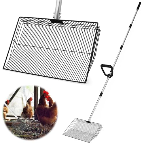 BOODPET Extra große Haustierkotschaufel - 173 cm langer Griff mit D-Griff - 38 cm breite Metallschaufel für Hühnerstall, Garten, Hundehütte, Kaninchenstall - robuste Kotschaufel - kein Biegen von BOODPET