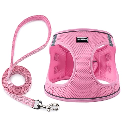 BOOMIBOO Hundegeschirr mit Leine, kein Ziehen, verstellbar, reflektierend, für kleine, mittelgroße und große Hunde und Katzen, Rosa, Größe XS BOOMIBOO Hundegeschirr mit Leine, kein Ziehen, verstellbar, reflektierend, für kleine, mittelgroße und große Hunde und Katzen, Rosa, Größe XS von BOOMIBOO