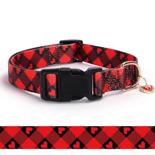 Hundehalsband mit Liebesmuster, verstellbare Sicherheits-Nylon-Halsbänder für kleine, mittelgroße und große Hunde, niedlich, stilvoll, für Mädchen und Jungen, Weihnachts-Hundehalsband (rotes Herz Hundehalsband mit Liebesmuster, verstellbare Sicherheits-Nylon-Halsbänder für kleine, mittelgroße und große Hunde, niedlich, stilvoll, für Mädchen und Jungen, Weihnachts-Hundehalsband (rotes Herz von BOOMIBOO