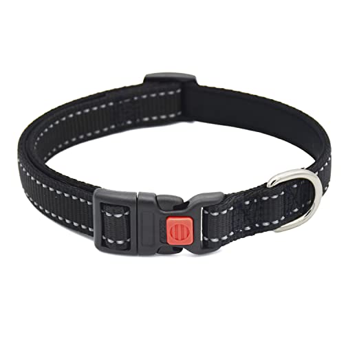 Reflektierendes Hundehalsband mit Schnalle, verstellbare Sicherheits-Nylon-Halsbänder für kleine, mittelgroße und große Hunde, lila S von BOOMIBOO