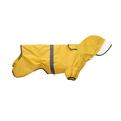 Regenmantel für Hunde, Leichtes Gewicht Tragbar Haustier-Regenjacke Wasserdicht Verstellbar Reflektierende Sicherheit Haustier-Poncho für kleine Hunde (Farbe : Gelb, Größe : L) von BOPIES