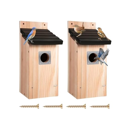 Vogelhaus Witterungsbeständig Holz Vögel Home & Outdoor Feeder Belüftung & Geeignet for Bluebirds, Zaunkönige, Finken, Schwalben, 2 Stück von BOPIES