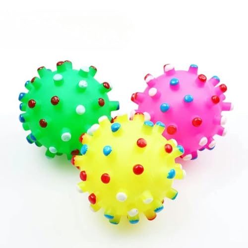 BOQUN Hundespielzeug, quietschend, für kleine Hunde, Gummi, Kauspielzeug, Welpenspielzeug, Hundespielzeug, Haustier-Seeigel, 1 Stück, zufällige Farbe von BOQUN