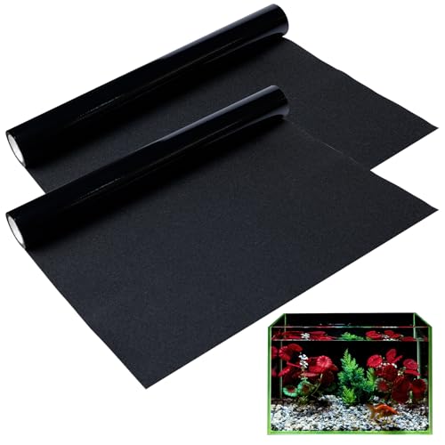 2 Stück Schwarzer Statisch Aquarium Hintergrund, Statisch Haftender Aquarium Hintergrund Schwarzer, 30*200CM PVC Aquarium-Hintergrund, Aquarium Rückwandfolie, Aquarium Folie Selbstklebend Für Aquarium von BORDEAG