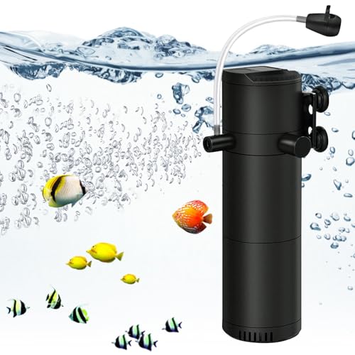 Aquarium Innenfilter 4-in-1, Aquarium Internal Filter 12W 800L/H, Einstellbarer Durchfluss Aquariumfilter, Aquarium Filter mit Wasserpumpe, Aquarien Filter Pumpe mit 2 Wasserauslässe für 200L Aquarien Aquarium Innenfilter 4-in-1, Aquarium Internal Filter 12W 800L/H, Einstellbarer Durchfluss Aquariumfilter, Aquarium Filter mit Wasserpumpe, Aquarien Filter Pumpe mit 2 Wasserauslässe für 200L Aquarien von BORDEAG