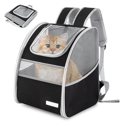 BORDEAG Katzenrucksack Hunderucksack, Katzen Rucksack, Hunderucksack Haustierrucksack, Katzen Transport Rucksack, Transporttasche Katze, Faltbar Und Leicht, Atmungsaktiv Für Reise Wandern Zu Camping von BORDEAG