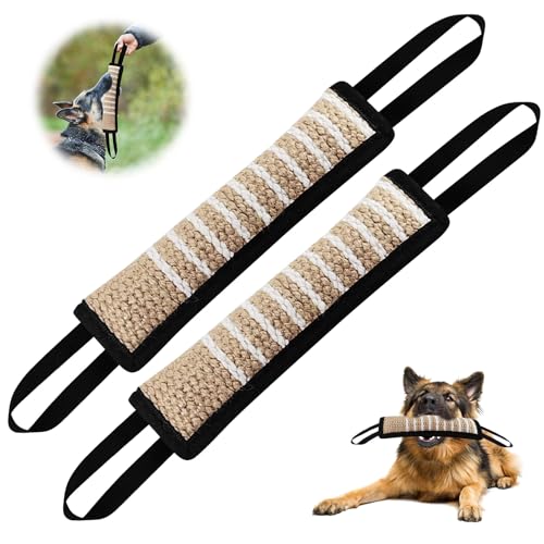 Beisswurst Für Hunde, 2 Stück 30cm Jute Mit 2 Griff, Sehr Robustes Hunde Training Zubehör, Zerrspielzeug Zum K9 Training (Schwarz) von BORDEAG