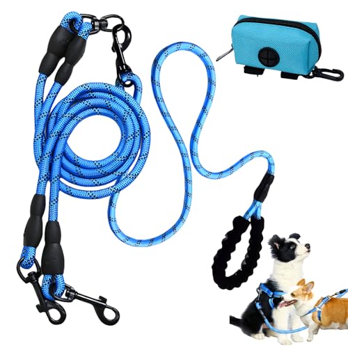 Doppelleine Für 2 Hunde, 2-In-1-HundeleinenDehnbar Und Verhedderungsfrei, Leine Für 2 Hunde, Reflektierend, Hundeleine Für 2 Doppelte Für Kleine Bis Mittelgroße Mit Aufbewahrungstasche von BORDEAG