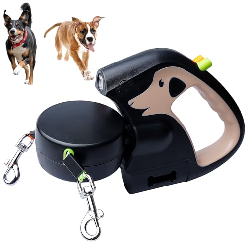 Hundeleine Doppelleine Für 2 Hunde, 3M Einziehbare Hundeleine, Rollleine Hundeleine Mit Led Licht, Rolleine Rollleine 360° Drehbare, Anti-Rutsch-Griff, Für Kleine Und Mittelgroße Hunde Hundeleine Doppelleine Für 2 Hunde, 3M Einziehbare Hundeleine, Rollleine Hundeleine Mit Led Licht, Rolleine Rollleine 360° Drehbare, Anti-Rutsch-Griff, Für Kleine Und Mittelgroße Hunde von BORDEAG