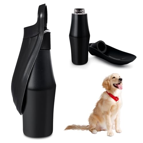 Hundetrinkflasche Für Hund, 750ml Edelstahl Trinkflasche Hunde, 180°Faltbar Hundetrinkflasche, Tragbare Wasserflasche für Hunde, Edelstahl Hundetrinkflasche Für Spazieren Camping Parks (Schwarz) von BORDEAG