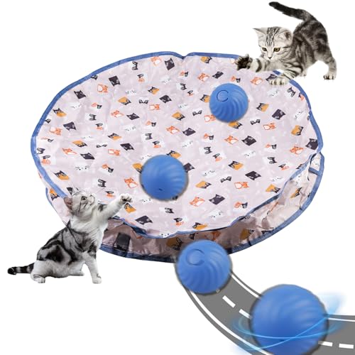 BORDEAG Interaktives Katzenspielzeug, 2 In 1 Interactive Cat Toy für Katzen, Katzenspielzeug Elektrisch Ball, Simuliertes Jagdspielzeug Fürkatzen mit Jagdmatte, Bewegungsaktiviertes Zwitschern, Blau BORDEAG Interaktives Katzenspielzeug, 2 In 1 Interactive Cat Toy für Katzen, Katzenspielzeug Elektrisch Ball, Simuliertes Jagdspielzeug Fürkatzen mit Jagdmatte, Bewegungsaktiviertes Zwitschern, Blau von BORDEAG