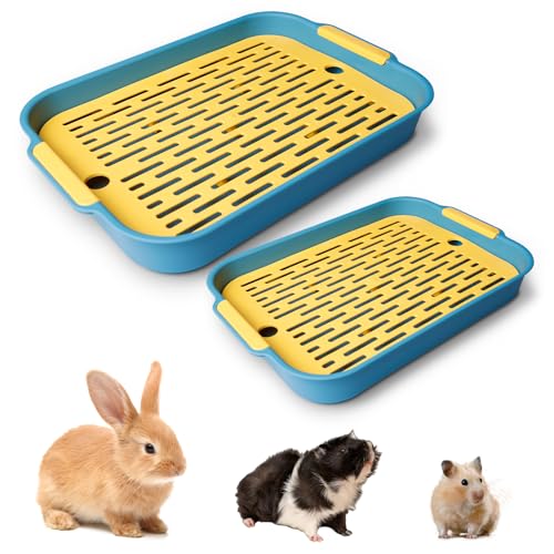 Kaninchen Katzentoilette, 2 Größen Kaninchen Toilette mit Reinigungssieb, Kaninchenkäfig Töpfchentrainer, Hamstertoilette, Haustier Töpfchen, Kaninchentoilette, Kleintiertoilette von BORDEAG