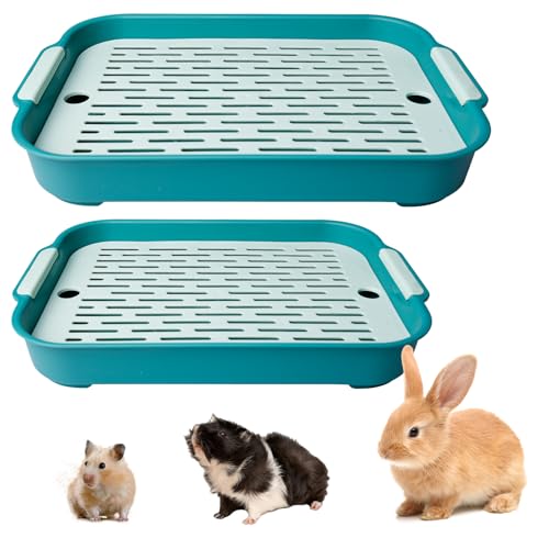 Kaninchen Katzentoilette, 2 Größen Kaninchen Toilette mit Reinigungssieb, Kaninchenkäfig Töpfchentrainer, Hamstertoilette, Haustier Töpfchen, Kaninchentoilette, Kleintiertoilette von BORDEAG