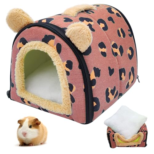 Meerschweinchen Höhle, Meerschweinchen Bett Mit Abnehmbarem Kissen, Waschbar Kaninchenhöhle Kuschelhöhle, Meerschweinchens Haus, Meerschweinchenbett Für Meerschweinchens Frettchen Chinchilla (Rot, A) von BORDEAG