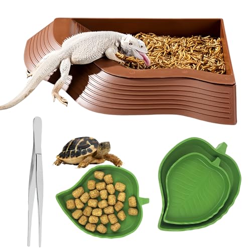 SchildkröTen Wasserschale Set,4 In 1 Schildkröten Wasserschale Mit 2 Blattförmige Futterschale,Reptilien Schildkröte Futternapf,Reptilien Wasserspender,Schildkröten Wasserspender Für Schildkröten SchildkröTen Wasserschale Set,4 In 1 Schildkröten Wasserschale Mit 2 Blattförmige Futterschale,Reptilien Schildkröte Futternapf,Reptilien Wasserspender,Schildkröten Wasserspender Für Schildkröten von BORDEAG