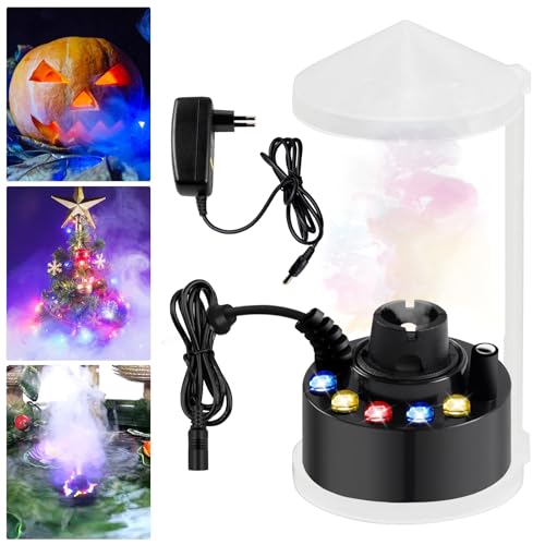Ultraschall Vernebler, Ultraschall Nebelmaschine 12 LED, Nebler Ultraschalls Vernebler, Mist Maker Wassernebler Fogger Mit Abnehmbarem Spritzschutz, Ultraschallnebler Für Springbrunnen Teich (Schwarz) von BORDEAG