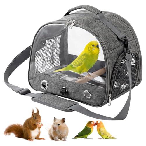 Vogel-Tragetasche, Transporttasche Für Kleine Vögel, Faltbarer Vogel-Reisekäfig, Papageien-Trage-Reisetasche Für Papageien, Sittiche, Kleintiere Für Reisen, Wandern, Camping (Grau) von BORDEAG