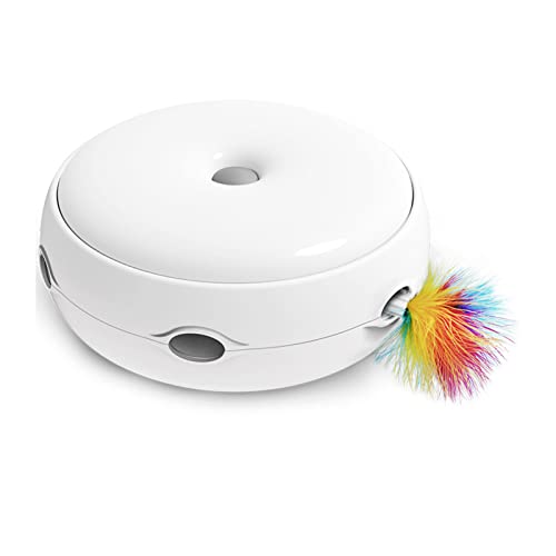 BORDSTRACT Katzenfeder-Drehteller, interaktives intelligentes elektrisches Katzen-Drehteller-Spielzeug mit Licht und Ton für Katzenkätzchen von BORDSTRACT