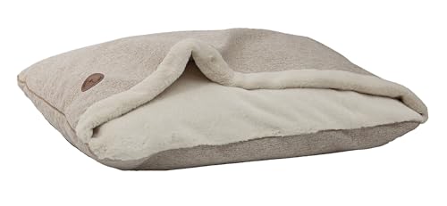 BORN2REST Hundebett für Mittelgroße und Kleine Hunde, Flauschiges Katzenbett Mit Kapuze, Rutschfestes Waschbares Haustierbett Lauren Design NEL (Beige Natura, M 80 x 60 cm) von BORN2REST