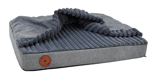 Hundebett Mittelgroße Hunde, Bettmatte Orthopädische Matratze für Hunde, Hundebett Flauschig Haustierbett mit Kapuze, Rutschfestes Waschbar, Reißverschluss Matten (Graphite, 100 x 80 x 10 cm) von BORN2REST