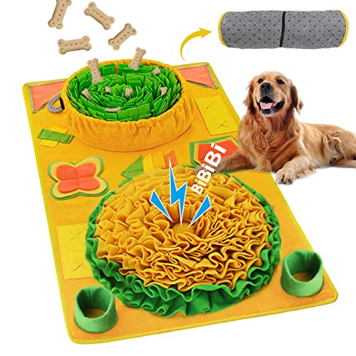 BORUIT Schnüffelteppich für Hunde Groß, Schnüffeldecke Schnüffelmatte, 9 Trainingselemente Interaktives Spielzeug für Haustier, Intelligenzspielzeug für Hunde Katzen-80x49cm von BORUIT