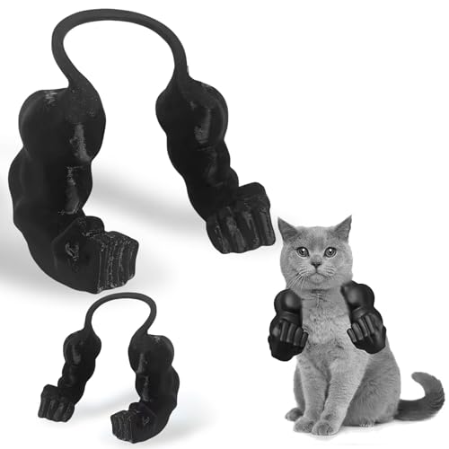 BOSENIYU 3D-gedruckter Katzen-Muskelarm, lustiges Halloween-Kostüm, Requisite zum Aufhängen, Katzenhalsarm für Haustier, Cosplay, Schwarz von BOSENIYU
