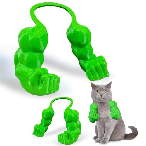 BOSENIYU 3D-gedruckter Katzen-Muskelarm, lustiges Halloween-Kostüm, Requisite zum Aufhängen, Katzenhalsarm für Haustier, Cosplay (Grün) von BOSENIYU
