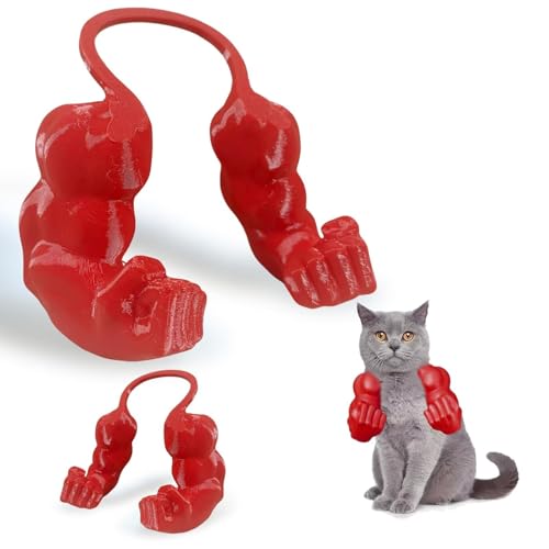 BOSENIYU 3D-gedruckter Katzen-Muskelarm, lustiges Halloween-Kostüm, Requisite zum Aufhängen, Katzenhalsarm für Haustier, Cosplay (rot) von BOSENIYU