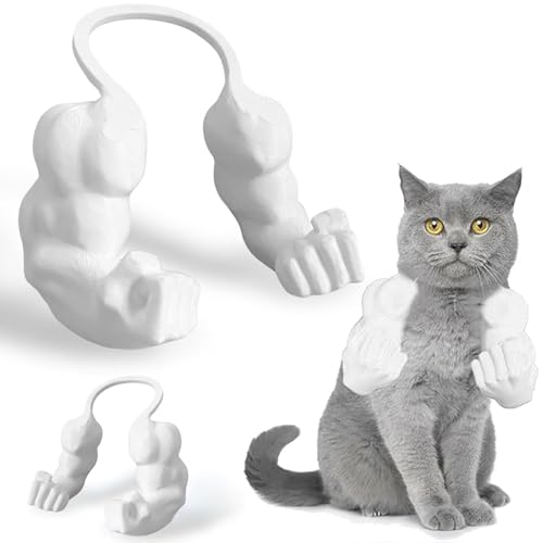 BOSENIYU 3D-gedruckter Katzen-Muskelarm, lustiges Halloween-Kostüm, Requisite zum Aufhängen, Katzenhalsarm für Haustier, Cosplay (weiß) von BOSENIYU