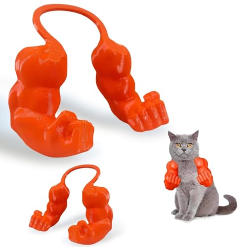 BOSENIYU 3D-gedruckter Katzen-Muskelarm, lustiges Halloween-Kostüm, Requisite zum Aufhängen, Katzenhalsarm für Haustier-Cosplay, Orange von BOSENIYU
