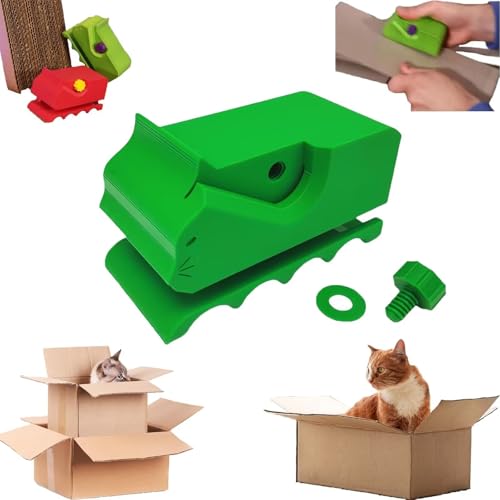 BOSENIYU Kartonstreifenschneider für Katzenkratzer, DIY 3D-gedrucktes Kätzchen-Formschneider-Streifen-Werkzeug für Katzenliebhaber(Grün) von BOSENIYU