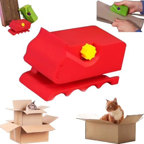 BOSENIYU Kartonstreifenschneider für Katzenkratzer, DIY 3D-gedrucktes Kätzchen-Formschneider-Streifen-Werkzeug für Katzenliebhaber(Rot) von BOSENIYU