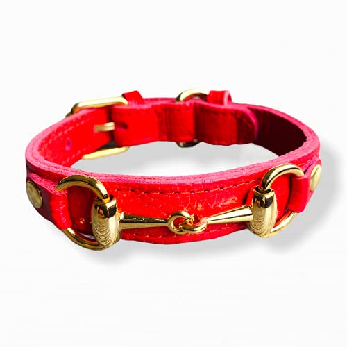 Princess Grace Hundehalsband, Leder, handgefertigt, Größe L, Kastanienbraun von BOSS DOG DODO
