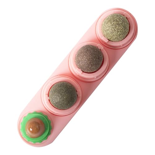 BOSSETY 4 Stück Katzenminze Balls Spielzeug für Katze, Katzenminze Wandroller für Katzenlecken, Essbar Rotierende Katzenminze Bälle Gesunde Natürliche Katzenleckerli, Drehbare Katzenminze Ball (Rosa) von BOSSETY