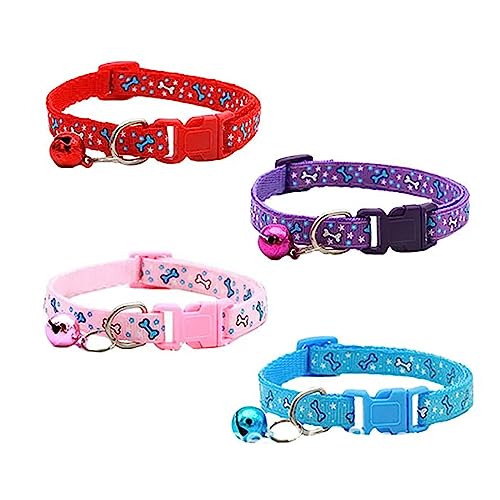 BOSSETY 4PC Halsband Hund 19–32 cm Verstellbar, Katzen Halsbänder, Haustier Halsband Mit Fliege und Glocke, weich und langlebig, süßes Sicherheitshalsband, Muster mit kleinen Knochen BOSSETY 4PC Halsband Hund 19–32 cm Verstellbar, Katzen Halsbänder, Haustier Halsband Mit Fliege und Glocke, weich und langlebig, süßes Sicherheitshalsband, Muster mit kleinen Knochen von BOSSETY
