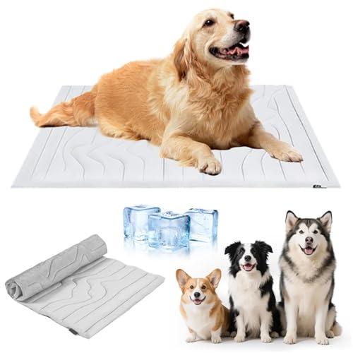 BOSSETY Große Größe Kühlmatte Hund Katze - 2025 Upgrade Große Kühlmatte für Hunde Hundekühlmatte Kühl Betten Haustier Matte Ideal für Auto, Sofa, Fußboden, Hundebett (M: 91×58 cm | 36×23") von BOSSETY