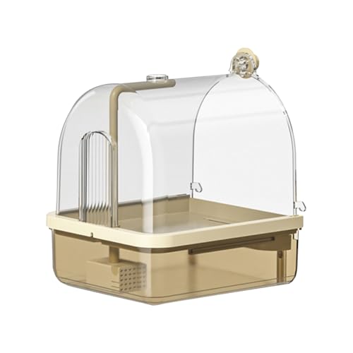 BOSSETY Hängende Badehaus für Vogelkäfig, Vogelbadewanne für käfig, Mit automatischer Wasserversorgungsfunktion, 3 in 1 multifunktionaler Vogelbadewanne, geeignet für eine Vielzahl von Vögeln (Braun) von BOSSETY